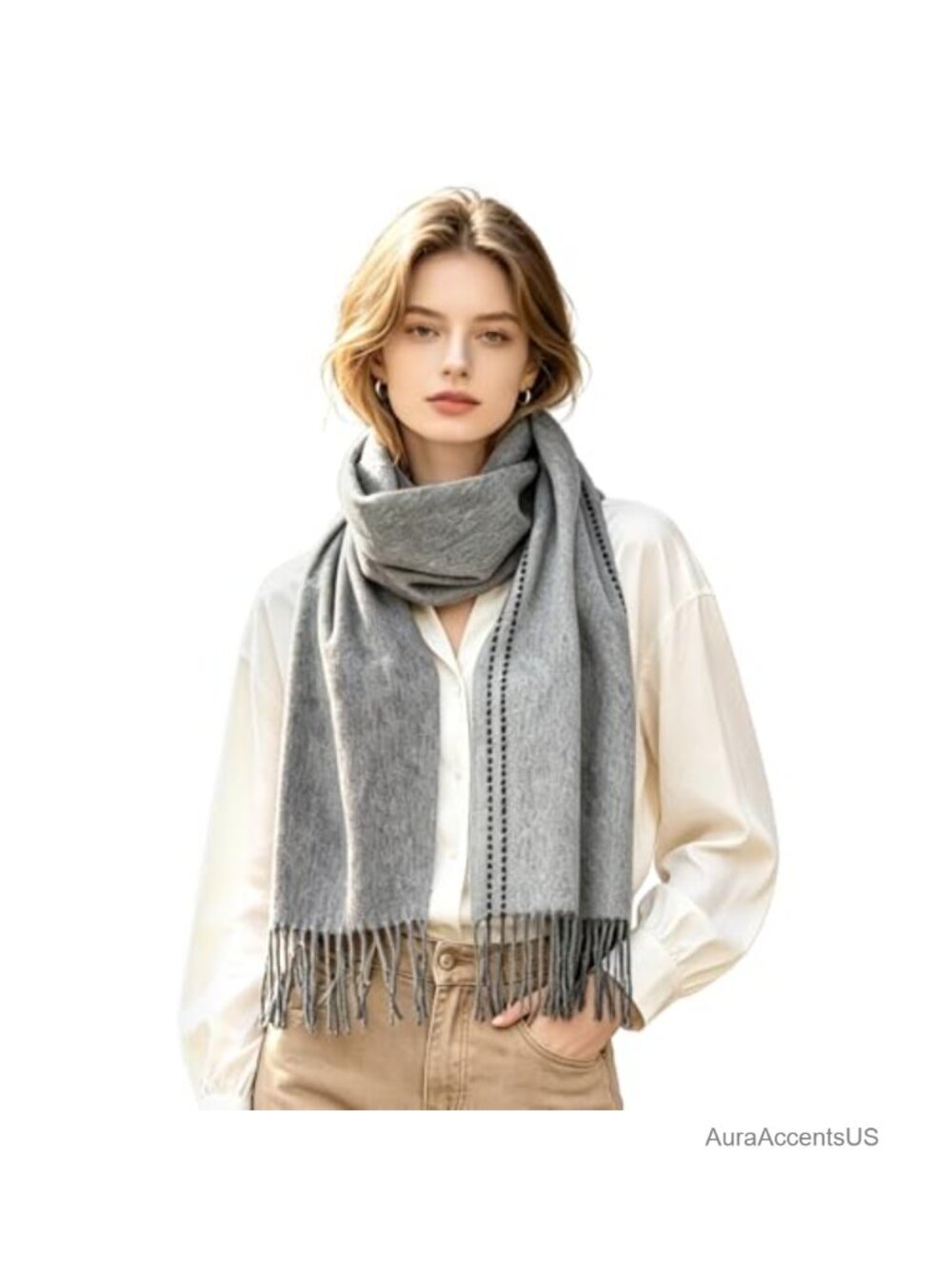 100% Australian Wool Reversible Scarf Unisex Winter Double-Sided